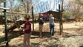 Visitors repairing playground